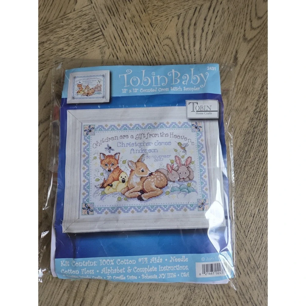 Design Works Crafts Counted Cross Stitch, Woodland Baby Sampler, 12 by 13 inches